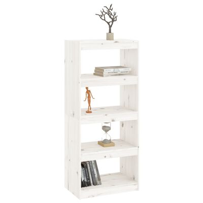vidaXL Bücherregal Raumteiler Weiß 60x30x135,5 cm Massivholz Kiefer