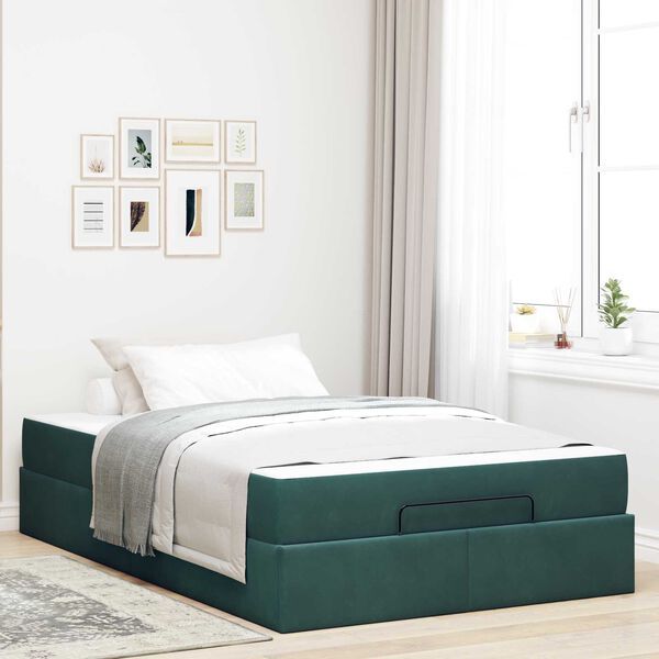vidaXL Bettgestell mit Matratze mit Matratze 2 pcs Gr&uuml;n Samt