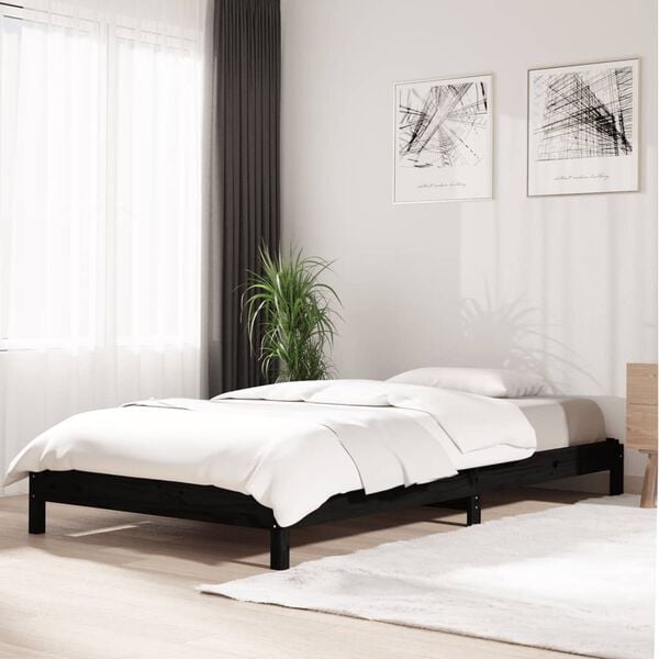 vidaXL Stapelbett Schwarz 80x200 cm Massivholz Kiefer
