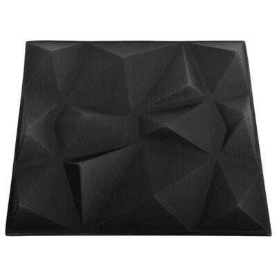 vidaXL 3D-Wandpaneele 12 Stk. 50x50 cm Diamant Schwarz 3 m²