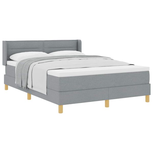 vidaXL Boxspringbett mit Matratze Hellgrau 200 x 160 cm Polyester
