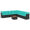 vidaXL 10-tlg. Garten-Sofagarnitur mit Kissen Schwarz Poly Rattan