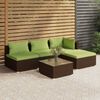 vidaXL 5-tlg. Garten-Lounge-Set mit Kissen Poly Rattan Braun