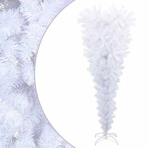 vidaXL K&uuml;nstlicher Weihnachtsbaum, verkehrt herum PVC, steel Wei&szlig;