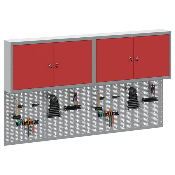 vidaXL Werkzeugschrank-Set 6 pcs Rot Pulverbeschichteter Stahl