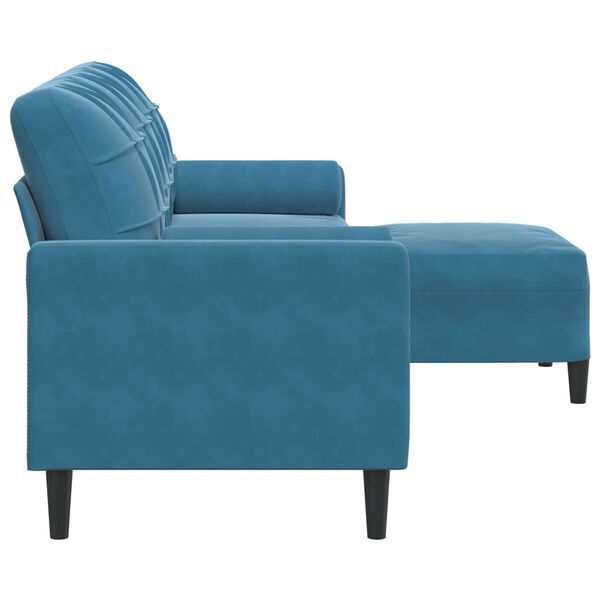 vidaXL 3-Sitzer-Sofa mit Hocker Blau 210 cm Samt