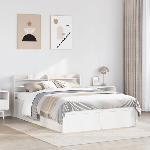 vidaXL Massivholzbett mit Kopfteil Wei&szlig; 140x190 cm Kiefer