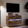 vidaXL TV-Wandschr&auml;nke LED-Beleuchtung 2 Stk. R&auml;uchereiche 41x31x45 cm