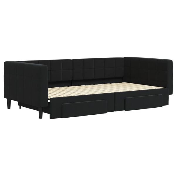 vidaXL Tagesbett Ausziehbar mit Schubladen Schwarz 100x200 cm Samt