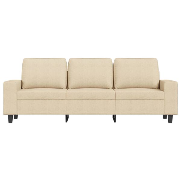 vidaXL 3-Sitzer-Sofa mit Hocker Creme 180 cm Stoff