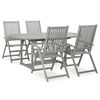 vidaXL 5-tlg. Garten-Essgruppe (150&ndash;200) x 100 cm Massivholz Akazie Grau