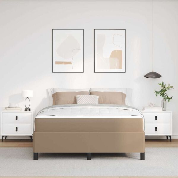 vidaXL Bettgestell mit Matratze Cappuccino 160 x 200 cm Kunstleder