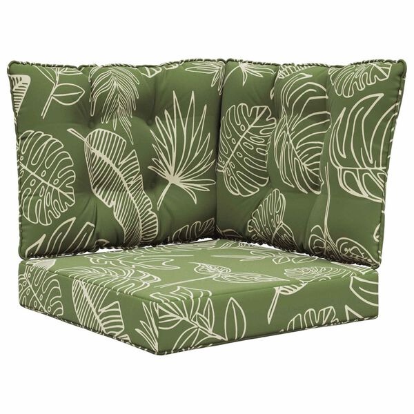 vidaXL Sofakissen f&uuml;r drau&szlig;en 3 pcs Blattdesign Polyester