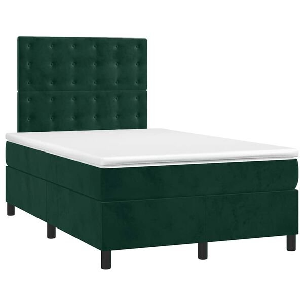 vidaXL Boxspringbett mit Matratze & LED Dunkelgr&uuml;n 120x200 cm Samt
