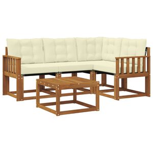 vidaXL Outdoor-Sofagarnitur mit Kissen 5 pcs Natur und Creme