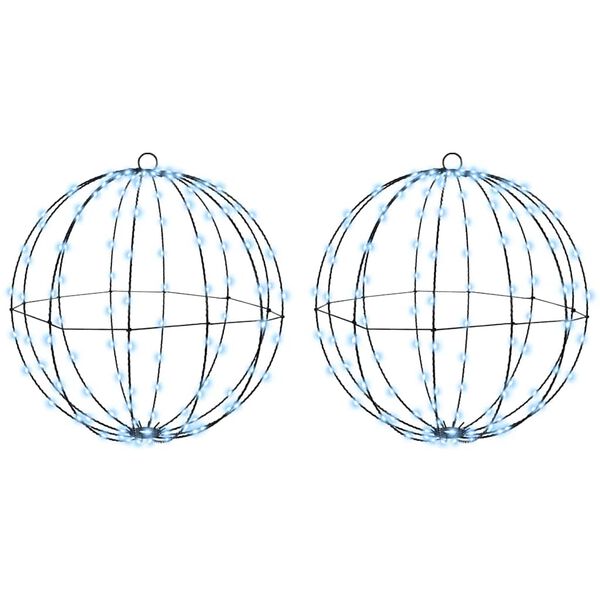 vidaXL Ball mit 192 LEDs 2 pcs Kaltwei&szlig; 40,5 x 40,5 x 42 cm Metall