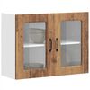 vidaXL K&uuml;chen-H&auml;ngeschrank mit Glast&uuml;r Altholz-Optik Holzwerkstoff