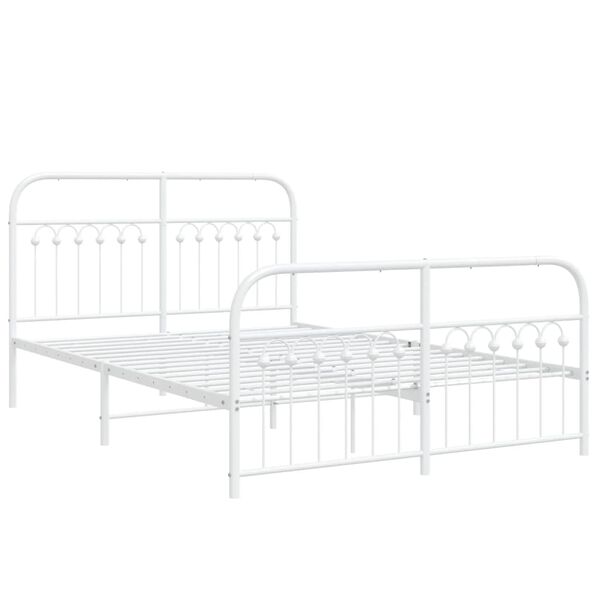 vidaXL Bettgestell mit Kopf- und Fu&szlig;teil Metall Wei&szlig; 137x190 cm