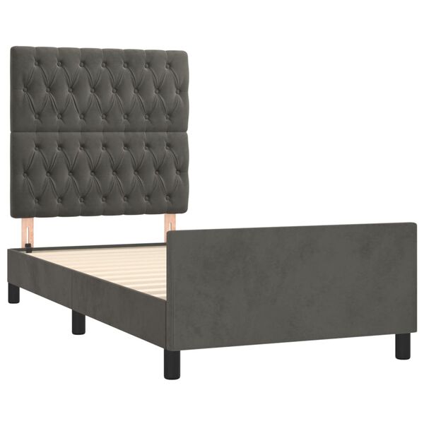 vidaXL Bettgestell ohne Matratze Dunkelgrau 90x190 cm Samt