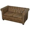 vidaXL Chesterfield-Sofa 2-Sitzer Braun Kunstleder