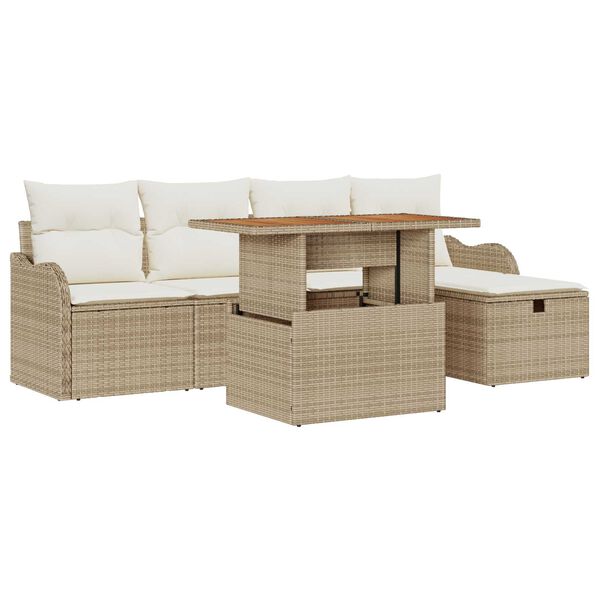 vidaXL Garten-Sofa-Set 6 pcs Beige Poly-Rattan