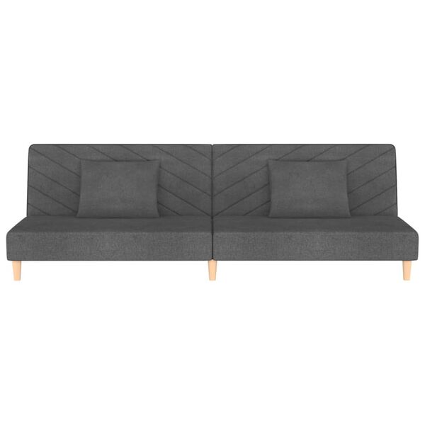 vidaXL Schlafsofa 2-Sitzer mit 2 Kissen Dunkelgrau Stoff