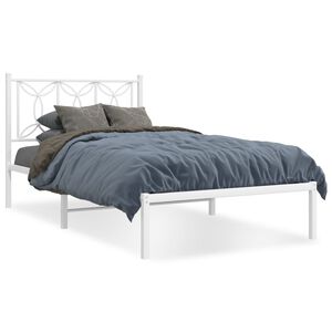 vidaXL Bettgestell mit Kopfteil Metall Wei&szlig; 100x190 cm