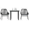 vidaXL 3-tlg. Garten-Essgruppe mit Kissen Schwarz Poly Rattan Glas