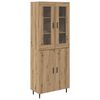 vidaXL Highboard 2 pcs Artisan-Eiche Engineered Wood und Glas
