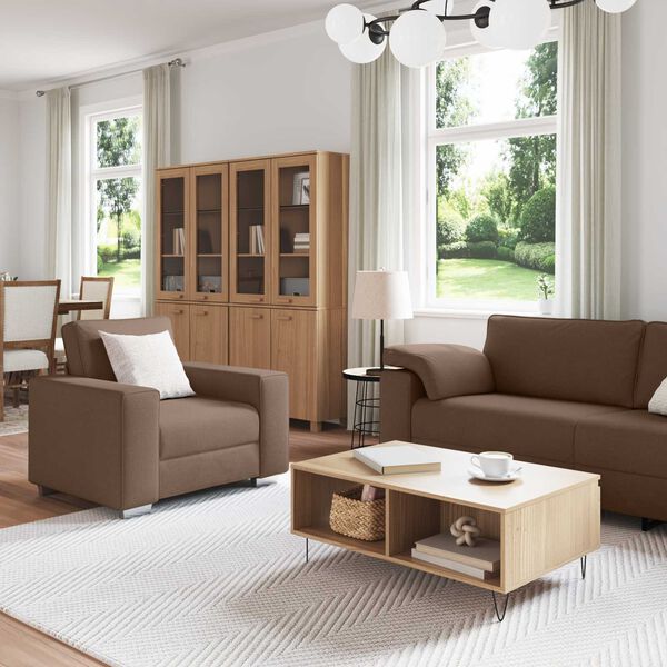 vidaXL Sofa 3 pcs Braun Leinenmischgewebe