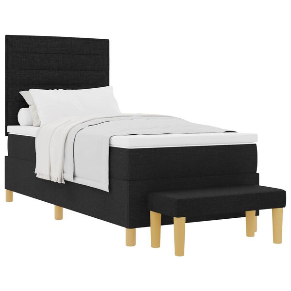 vidaXL Boxspringbett mit Matratze Schwarz 100 x 200 cm Stoff