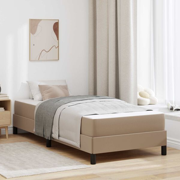 vidaXL Bettrahmen mit Matratze Cappuccino 90 x 190 cm Stoff