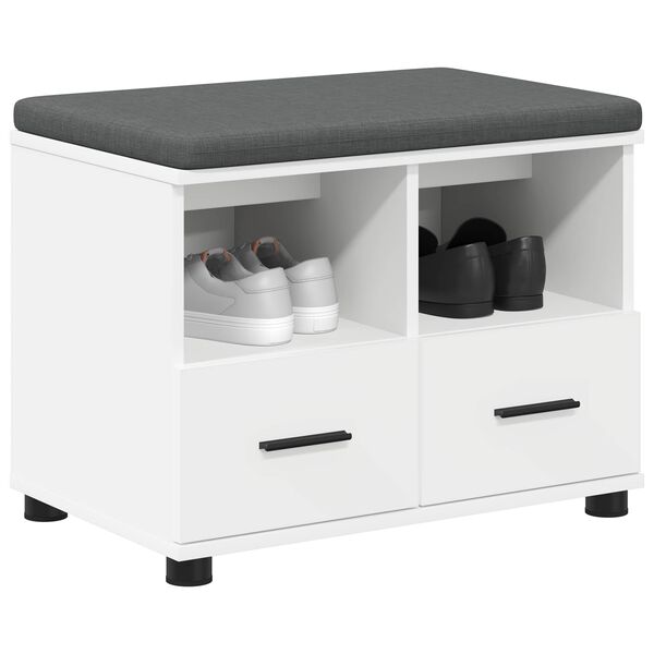 vidaXL Flurbank Wei&szlig; 60 x 38 x 46 cm Spanplatte und Polsterstoff