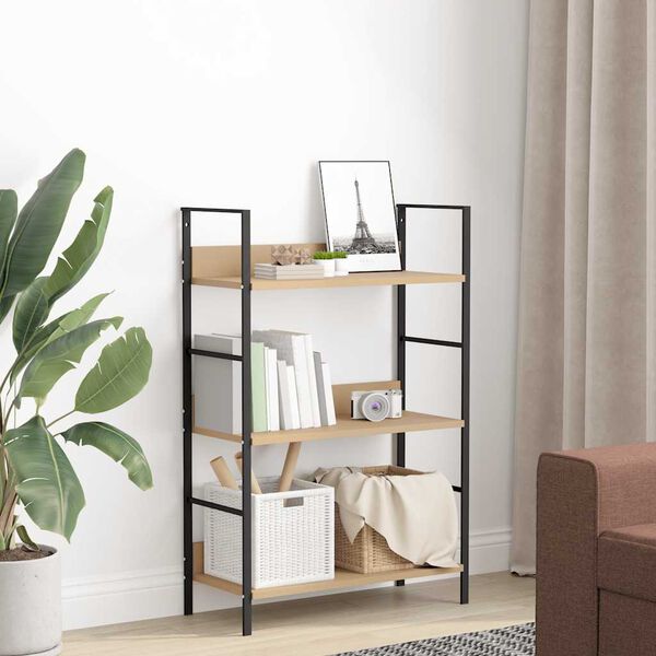 vidaXL B&uuml;cherregal 3 Regalb&ouml;den Eiche 60&times;27,6&times;90,5 cm Holzwerkstoff