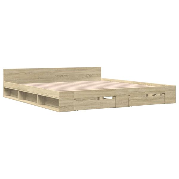 vidaXL Bettgestell mit Schubladen Sonoma-Eiche 180x200cm Holzwerkstoff