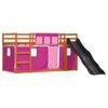 vidaXL Etagenbett mit Rutsche und Gardinen Rosa 80x200 cm