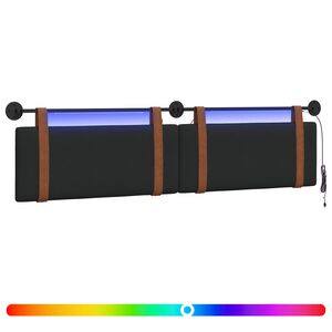 vidaXL H&auml;ngendes Kopfteil Mit LED Licht Schwarz Antikes PU