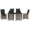 vidaXL Garten Essgruppe mit Kissen 7 pcs Grau Poly-Rattan