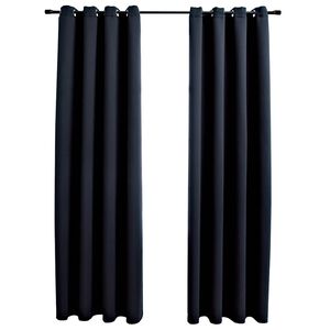 vidaXL Verdunkelungsvorh&auml;nge mit Metall&ouml;sen 2 Stk. Schwarz 140x175 cm