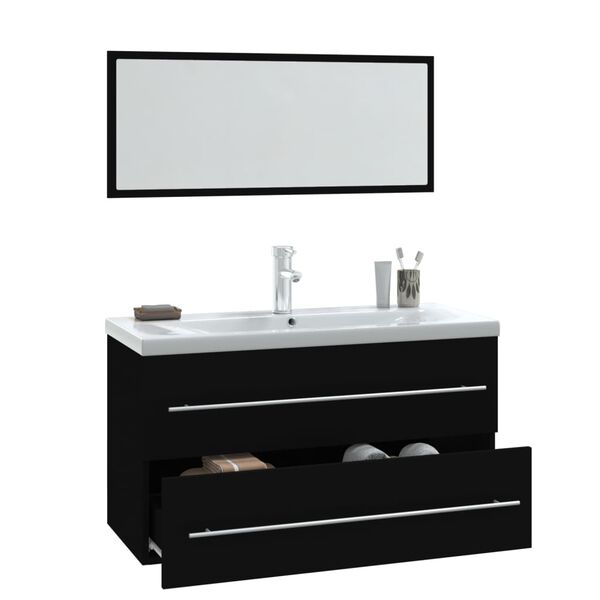 vidaXL 3-tlg. Badm&ouml;bel-Set Schwarz
