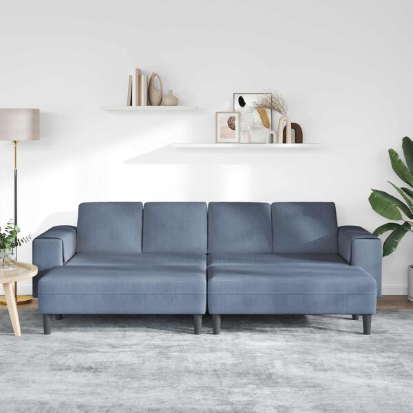 vidaXL Sofa mit Kissen Blau 250 x 188 x 76 cm Cordstoff