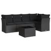 vidaXL 6-tlg. Garten-Sofagarnitur mit Kissen Schwarz Poly Rattan