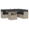 vidaXL 7-tlg. Garten-Sofagarnitur mit Kissen Hellgrau Poly Rattan
