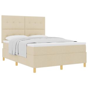 vidaXL Boxspringbett mit Kopfteil Creme 160 x 200 cm Stoff