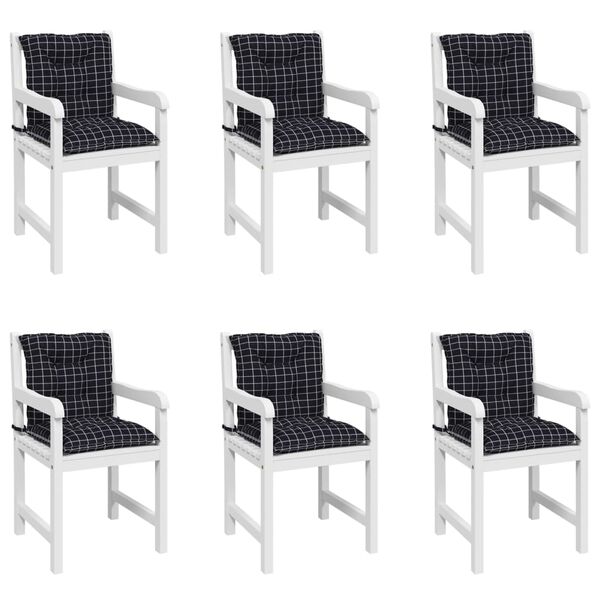 vidaXL Niedriglehner-Auflagen 6 Stk. Schwarz Karomuster Stoff