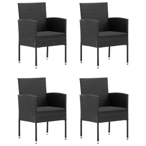 vidaXL 5-tlg. Garten-Essgruppe Poly Rattan Schwarz