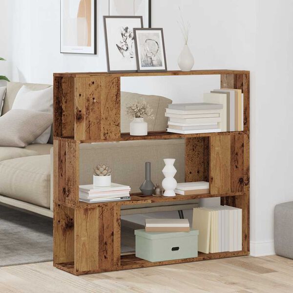 vidaXL B&uuml;cherregal/Raumteiler Altholz-Optik 100x24x94 cm