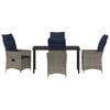 vidaXL Tisch- und Stuhlset mit Kissen 5 pcs Grau PE-Rattan