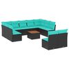vidaXL 12-tlg. Garten-Sofagarnitur mit Kissen Schwarz Poly Rattan