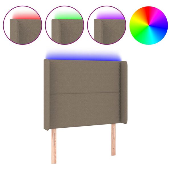vidaXL LED Kopfteil Taupe 103x16x118/128 cm Stoff